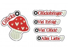 Stickdatei - Anhänger Set ITH Glücksbringer Pilz